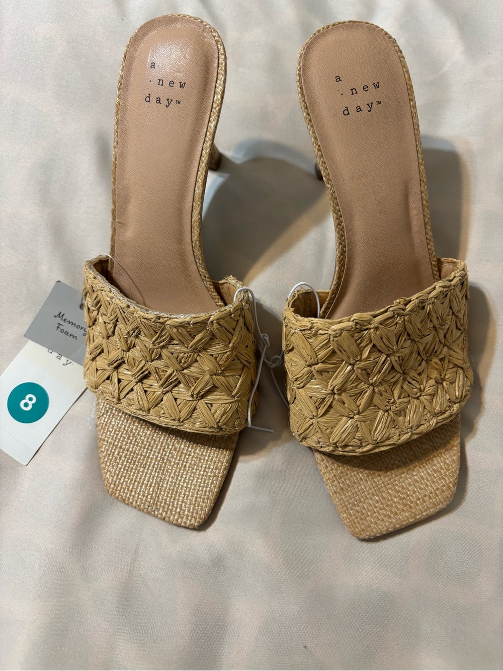 A New Day Tan Braided Slide Mules with High Heel
Size 9 1/2